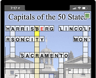 Crossword puzzle being solved on cell phone